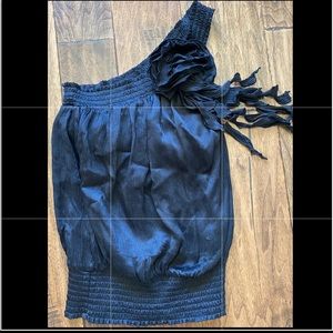 One shoulder black Bebe top